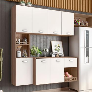 Imagem de Cozinha Compacta Suspensa Mila 7 PT 1 GV Carvalho Oak e Off White