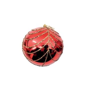 Imagem de Decoração Natal Bola De Natal Vermelha com glitter 12cm