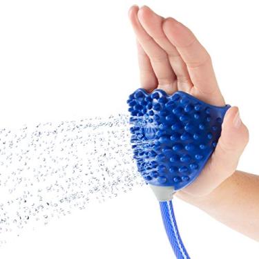 Imagem de Acessório para chuveiro de animais de estimação - Pulverizador de banho e escova de banho para cães - 2 adaptadores para mangueiras, bocais e torneiras - cuidados com uma mão, lavagem e massagem por PETMAKER
