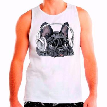 Imagem de Regata Pet Dog Buldogue Francês Branca Masculina02 - Design Camisetas