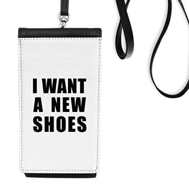 Imagem de I Want A New Shoes Bolsa para celular com bolso preto