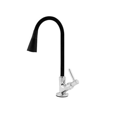 Imagem de Torneira Pia Cozinha Gourmet Tubo Cone Preto Modelo Bancada