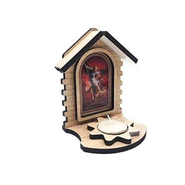 Imagem de Porta Vela Luminária em Madeira São Miguel Arcanjo