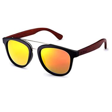 Imagem de Óculos de Sol HU WOOD Polarizados Óculos de Sol Design Madeira Bambu com Proteção Uv400 (C4)