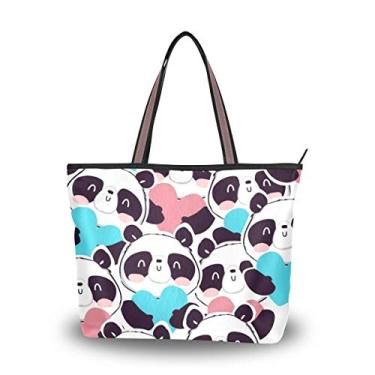 Imagem de ColourLife Bolsa de ombro com alça superior, panda com coração, bolsa de ombro para mulheres e meninas, Multicolorido., Medium