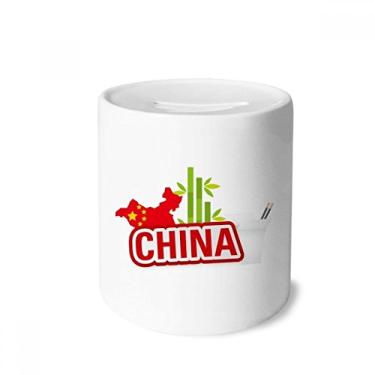 Imagem de DIYthinker China Mapa de bambu vermelho China Town caixa de dinheiro caixa de cerâmica porta-moedas presente de cofrinho