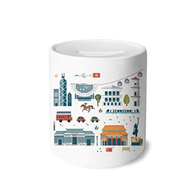 Imagem de DIYthinker Caixa de moedas de cerâmica de Hong Kong para visitas, porta-moedas