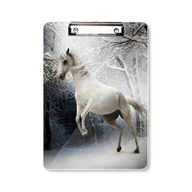 Imagem de White Horse Science Nature Scenery Prancheta pasta para escrita A4
