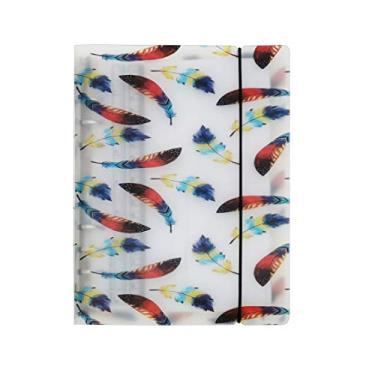 Imagem de A6 / A5 6 furos capa PP colorida redonda anel vista Pasta de arquivo para protetores de folha solta/protetor de capa de fichário (Feather, A5 combo)