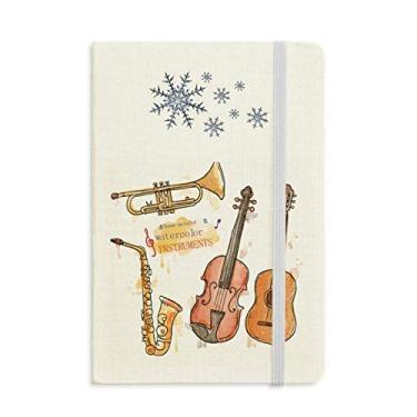 Imagem de Caderno de instrumentos musicais com estampa de aquarela e flocos de neve para inverno