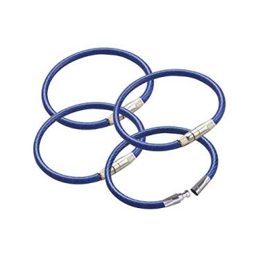 Imagem de Lucky Line Chaveiro com cabo de bloqueio de 11 cm, crimpagem para fechar permanentemente, fio de aço revestido de nylon, resistente à corrosão, pacote com 25, azul (80830)