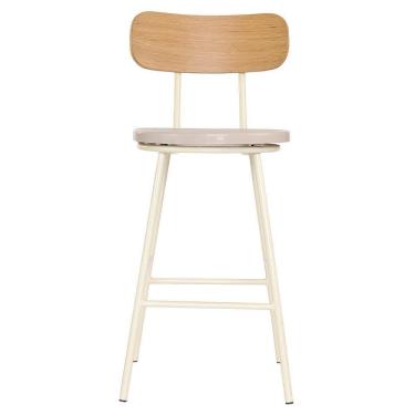 Imagem de Banco Retro Médio Decorativo Com Encosto Bege Overseas