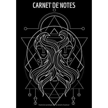 Imagem de Carnet de notes: Journal de bord astrologie, signe astrologique Gémeaux, bloc-note quotidien signe du zodiaque, 100 pages Grand format. Design astre symbole, planificateur horoscope personnel.