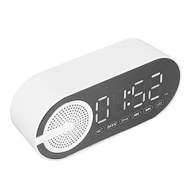 Imagem de 5.0 Alto-falante Espelho Relógio Luzes Cartão para Alarmes de áudio Relógios de Tempo Branco