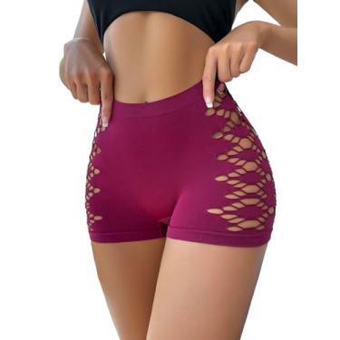 Imagem de OYOANGLE Calcinha feminina recortada cintura média lisa cruzada sem costura, Vermelho violeta, G