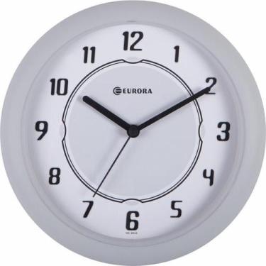 Imagem de Relógio De Parede Eurora Cinza Com Mostrador Branco