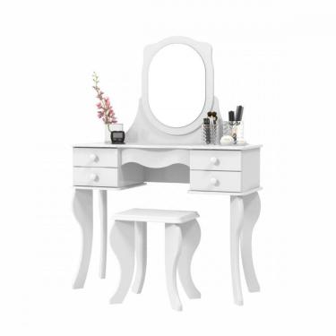 Imagem de Penteadeira Princesa 4 gavetas com Banco e Espelho Branco Patrimar