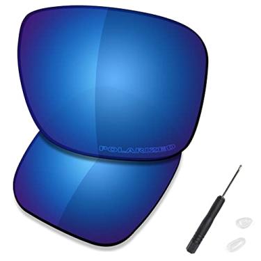 Imagem de SAUCER Lentes de substituição premium e chave de fenda H20 e peças de nariz para óculos de sol Oakley Holbrook Metal OO4123 de alta definição - Azul meia-noite polarizado