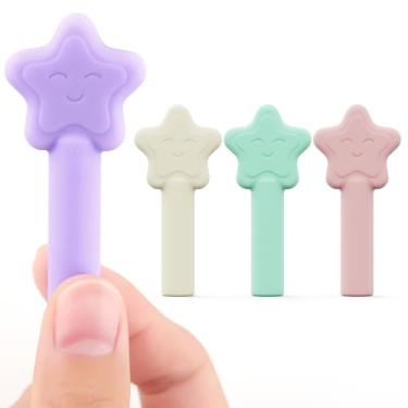 Imagem de Aligner Chewies para Invisalign, pacote com 4 unidades de silicone estilo estrela, mastigadores ortodônticos para aparelhos Invisalign, alinhadores, retentores (sem sabor, menta, sabor taro, morango)