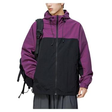 Imagem de Jaqueta masculina leve, corta-vento, cor combinando com chuva, casaco de ciclismo com capuz e gola, Cor 6, M