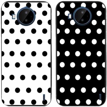 Imagem de 2 peças preto branco bolinhas impressas TPU gel silicone capa de telefone traseira para Nokia todas as séries (Nokia C20 Plus)