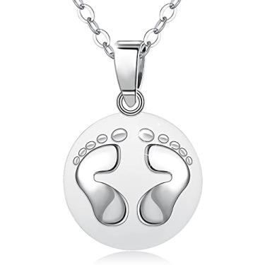 Imagem de AEONSLOVE Baby Feet Colar de bola harmonia com sino de anjo para mulheres, colar de bola, chocalho, pingente de colar, colar musical calmante para gestantes - corrente de 76 e 111 cm, Cobre, Sem Pedra