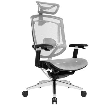 Imagem de Cadeira Office DT3 Iryna, ergonomica em Mesh DT3 Vintex-I™,apoio de cabeça 3D,braços 5D(com alavancas para controle de altura e reclino),suporta até 165kg e altura máx. de 1,88m(Grey)