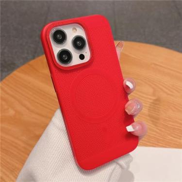Imagem de Capa magnética de grade de malha de dissipação de calor ultrafina para iPhone 15 13 12 14 11 Pro Max Matte Hard Steel Magsafing Cove, vermelho, para iPhone 13 Pro