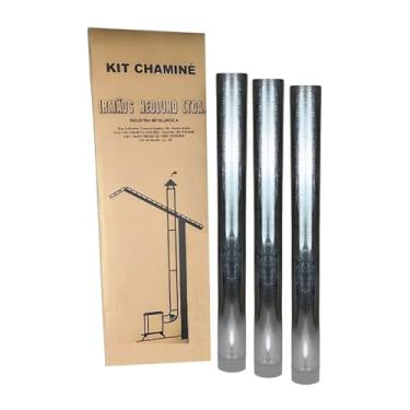 Imagem de Kit 3 Canos 110mm Para Chaminé Fogão a Lenha Lareira Em Aço Galvanizado - N°1 AMZ