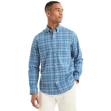 Imagem de Nautica Camisa masculina de manga comprida com botões e modelagem clássica, Windsurf azul, XXG