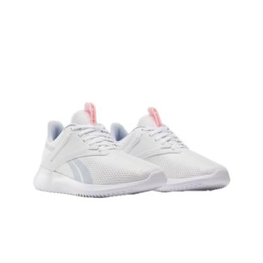 Imagem de Reebok Tênis feminino Fluxlite Cross Trainer, Calçado branco/azul claro/laranja flare, 9.5