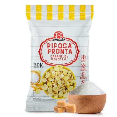 Imagem de OKOSHI Pipoca Pronta Caramelo e Flor-de-Sal - Pipoca Saudável, Snacks Saudáveis de Baixa Caloria, Lanches Fit para Dieta, Salgadinho Leve - Vegano, Sem Glúten, Lactose, Gordura Trans, Kosher - 35g