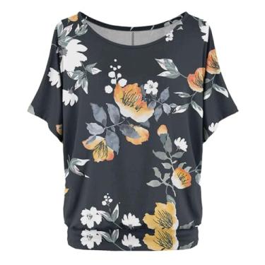 Imagem de Camiseta feminina grande com estampa moderna blusas de manga curta 2024 verão casual caimento solto gola redonda tops, Z04e Laranja, G