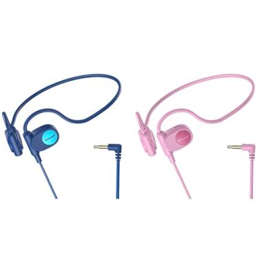Imagem de Mehomeli Fones de ouvido infantis, fones de ouvido abertos com condução de ar com fio, limitação de volume de 85 dB - azul, rosa
