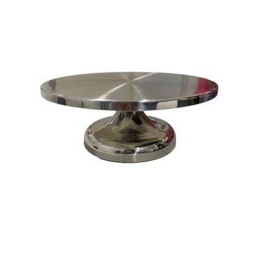 Imagem de Bailarina Base Para Confeitar Bolo Torta Profissional Giratória Pesada Rolamento Duplo Blindado 31cm Totalmente Em Inox
