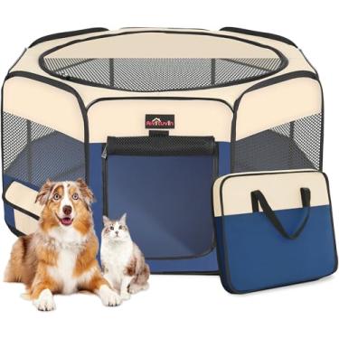 Imagem de Aivituvin Cercadinho para cães, canetas dobráveis para animais de estimação com bolsa de transporte para gatos, filhotes, coelhos, gaiolas portáteis para barraca de cachorro para viagens, acampamento,