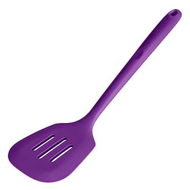 Imagem de Espátula de cozinha de silicone U-Taste 34,5 cm, utensílio de cozinha flexível de grau alimentício de 9,5 cm de largura para ovos, panquecas, biscoitos em panelas antiaderentes (roxo)