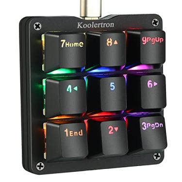 Imagem de Koolertron Teclado macro mecânico com uma mão, RGB LED retroiluminado portátil mini teclado mecânico de jogos OSU! Teclado 9 teclas totalmente programáveis interruptores azuis