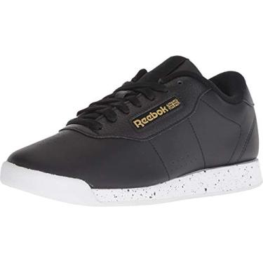 Imagem de Reebok Tênis feminino Princess, Preto/branco/dourado metálico, 6