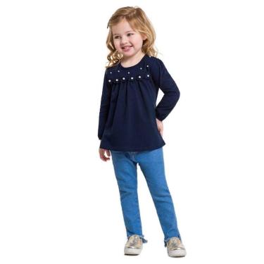 Imagem de Blusa Infantil Menina Manga Longa Milon Azul Marinho-Feminino
