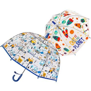 Imagem de RONIARE Pacote com 2 guarda-chuvas infantis transparentes para chuva cúpula bolha guard...