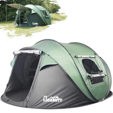 Imagem de ROAMIST Tendas para acampamento, barraca de acampamento fácil pop-up para 4 pessoas, à prova d'água, à prova de vento, configuração automática, barraca de acampamento leve com armazenamento extra