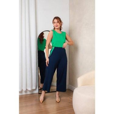 Imagem de Calça pantacourt bicolor com bolsos atrás Virou Moda