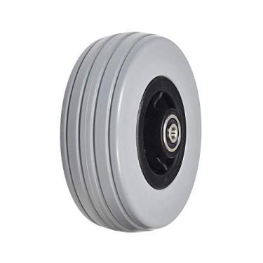 Imagem de AlveyTech Roda dianteira e traseira de 15 x 5 cm para cadeiras elétricas Quantum Q6 Edge e Q6000Z - Rodas de substituição com pneus sólidos com nervuras cinza, rolamentos 638-2RS, direita ou esquerda