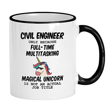 Imagem de Casitika Canecas de engenheiro civil. Caneca de café de 325 ml para engenheiros. Porque unicórnio não é um título de trabalho real.