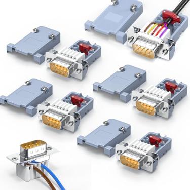 Imagem de JUXINICE 5 pacotes de adaptadores seriais DB9 Breakout, conectores de parafuso DB9 macho RS232/RS485, adaptador D-SUB de 9 pinos para terminal módulo de sinal com chave de fenda corrente elétrica 5A