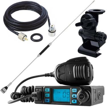 Imagem de Rádio Móvel Px 80 Canais Antena Bobinada 67cm Cabo 5,5m Suporte Porta 