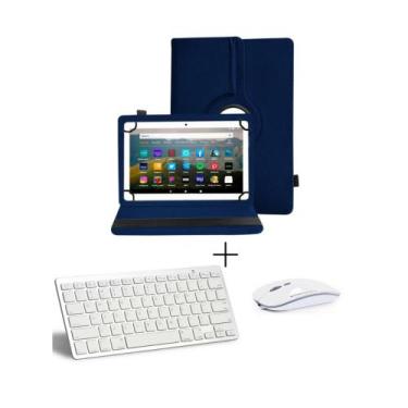 Imagem de Capa Giratória Azul Com Teclado E Mouse Bluetooth Para Tablet Lenovo P