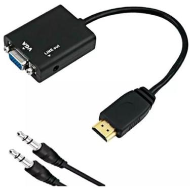 Imagem de Cabo Conversor Com Saida De Audio P2 Estero Hdmi Vga - A.R Variedades 