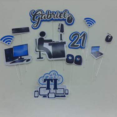 Imagem de Topo de Bolo Informática Profissional de TI Programador personalizado 